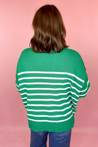 green striped oversized sweater