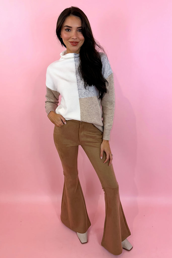 Neutral colorblock sweater