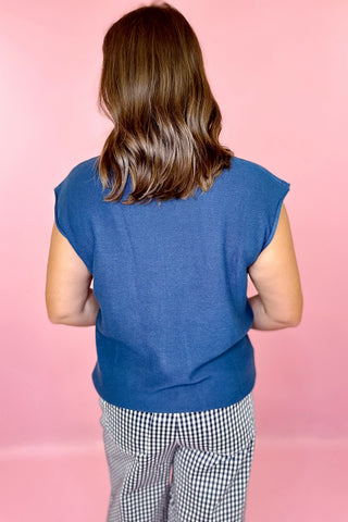 Feeling Centered Sleeveless Sweater Top Navy