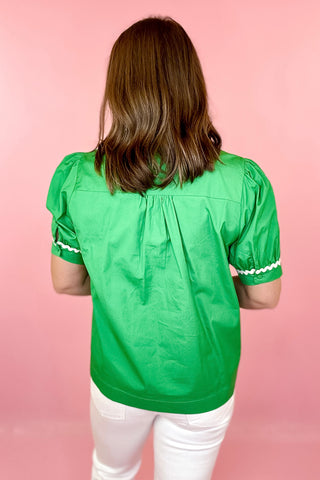  Ric-Rac Trim Top Kelly Green