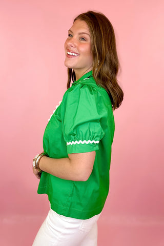 Ric-Rac Trim Top Kelly Green
