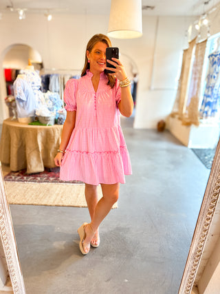 Gingham Mini Dress Pink
