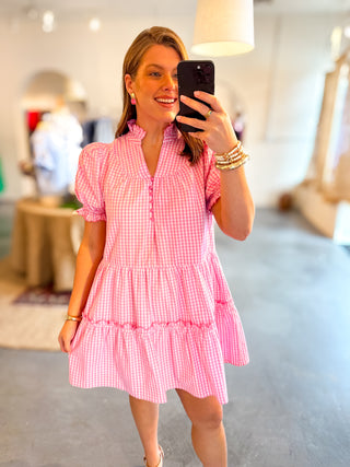 Gingham Mini Dress Pink