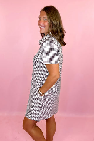  Gingham Mini Dress - Brown