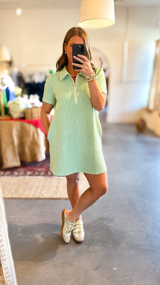 Gingham Mini Dress Green