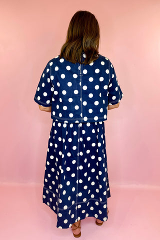 Feeling Spot On Polka Dot Midi Skirt Set Navy