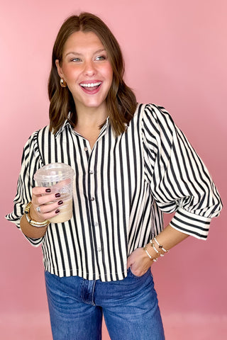 black striped top