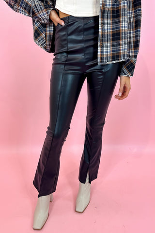 leather legging with front slit