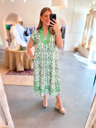 Living Out Loud Floral Midi Dress Green