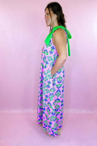 Floral One Shoulder Midi Dress Pink