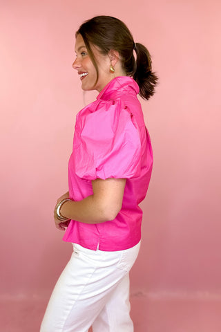 Pink puff sleeve top