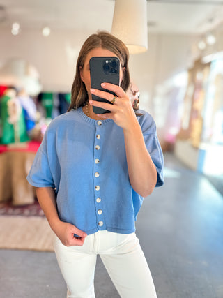 Button Front Cardigan Blue