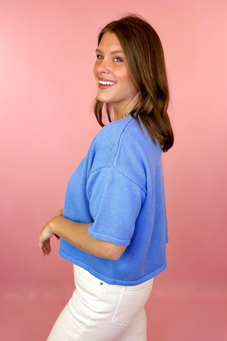 Button Front Cardigan Blue