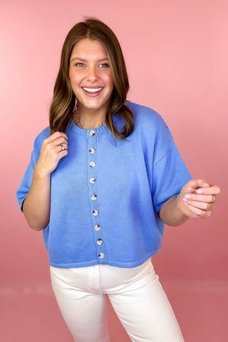 Button Front Cardigan Blue