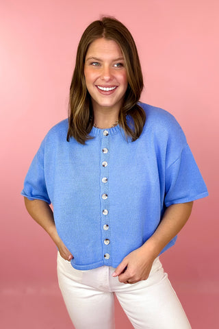 Button Front Cardigan Blue