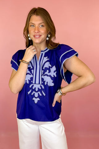 Found At Last Applique Top Navy