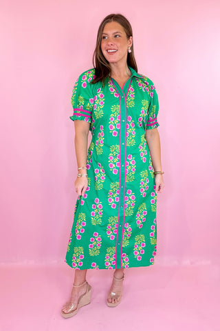 Floral Midi Dress Green