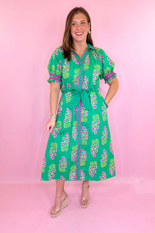 Floral Midi Dress Green