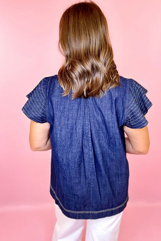 Fresh Air Feeling Denim Top Dark Denim