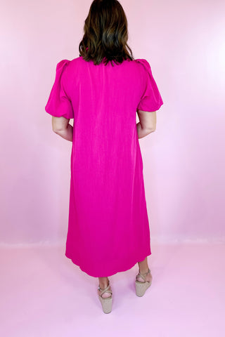 Fresh Air Midi Dress Hot Pink