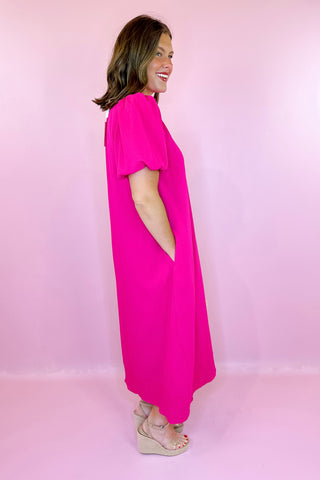 Fresh Air Midi Dress Hot Pink