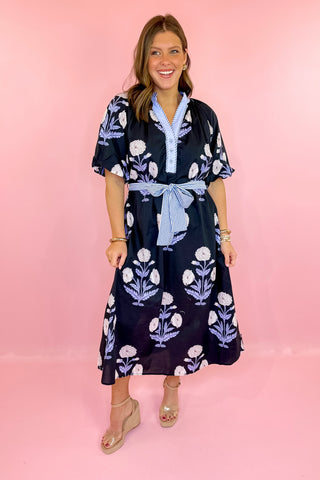  Floral Midi Dress Black/Blue