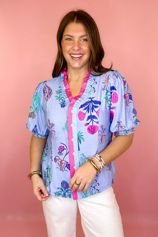  Floral Top Periwinkle