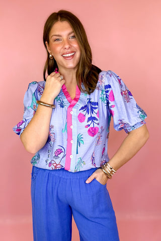 Floral Top Periwinkle