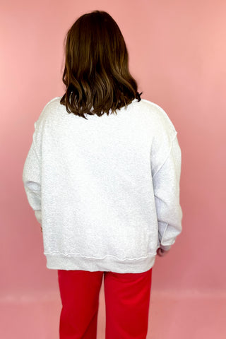 'GA' Georgia Lettering Embroidered Oversized Mock Sweatshirt - Grey