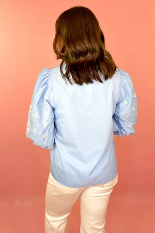 Garden Escape Embroidered Top Blue