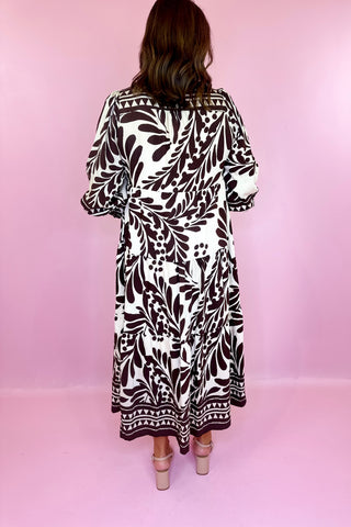 Gather Around Floral Midi Dress Brown