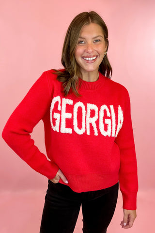 Boucle Knit Sweater Red