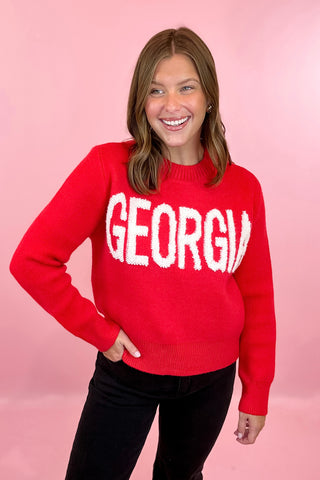 Boucle Knit Sweater Red