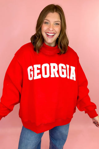 Georgia Embroidered Mock Sweatshirt