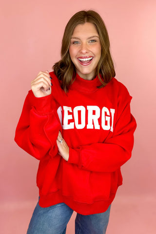 Georgia Embroidered Mock Sweatshirt