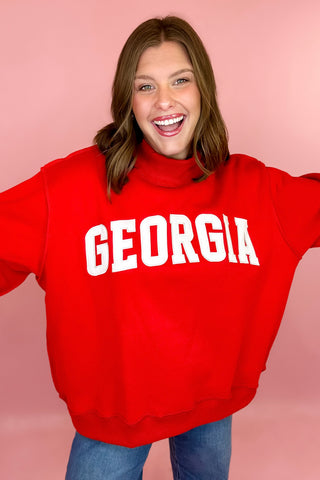 Georgia Embroidered Mock Sweatshirt