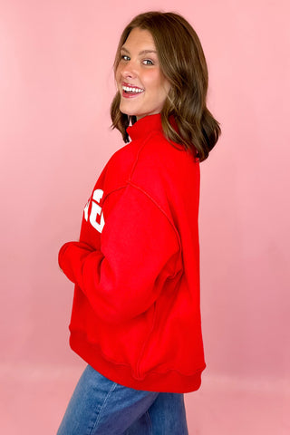 Georgia Embroidered Mock Sweatshirt