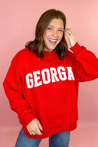 Georgia Embroidered Mock Sweatshirt