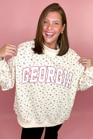Georgia Floral Embroidered Mock Sweatshirt