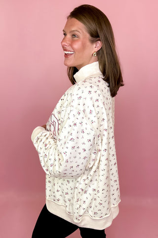 Georgia Floral Embroidered Mock Sweatshirt