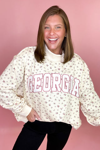 Georgia Floral Embroidered Mock Sweatshirt