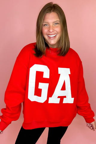 Georgia/GA Reversible Mock Sweatshirt Red