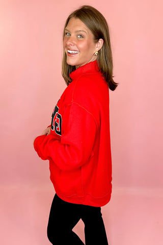 Georgia/GA Reversible Mock Sweatshirt Red