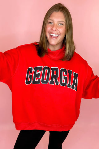 Georgia/GA Reversible Mock Sweatshirt Red