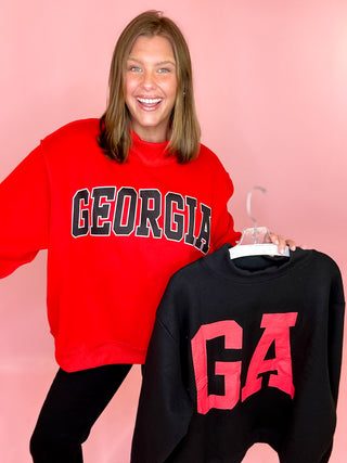 Georgia/GA Reversible Mock Sweatshirt Red