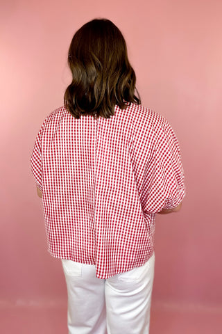Going In Style Gingham Top Red