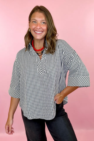 Good To See You Gingham Top Black