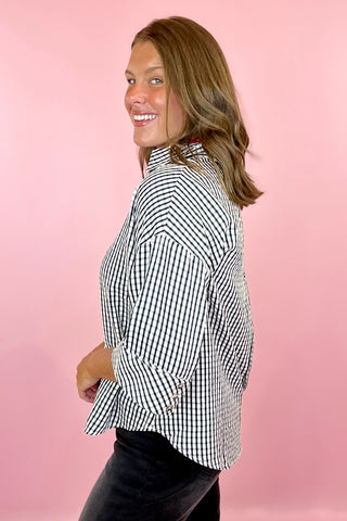 Good To See You Gingham Top Black