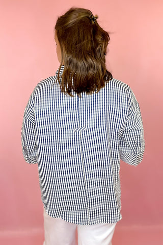 Good To See You Gingham Top Navy