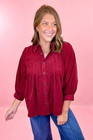Corduroy Top Burgundy